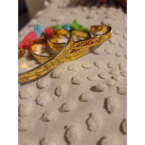 SET of 3 Lilly Pulitzer Tassel Cuff Bracelets Pink Blue Green Tassels Gold Tone - Picture 2 of 3